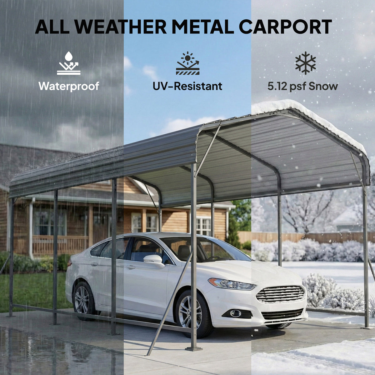 Abri auto métal robuste 10 x 15 pi toit gable