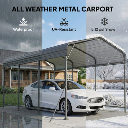 Abri auto métal robuste 10 x 15 pi toit gable
