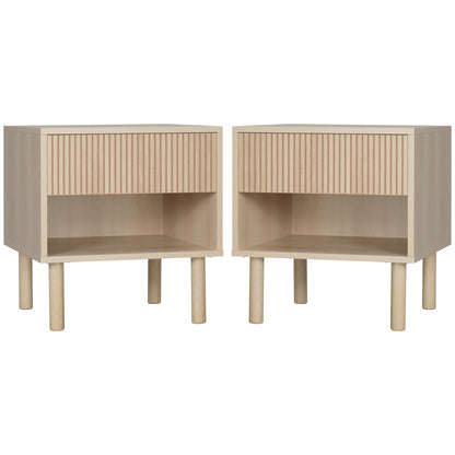 Tables de chevet avec tiroir et étagère ensemble de 2