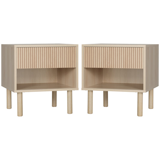 Tables de chevet avec tiroir et étagère ensemble de 2