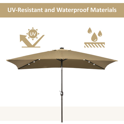 Parasol de patio rectangulaire avec éclairage DEL solaire 195x295cm