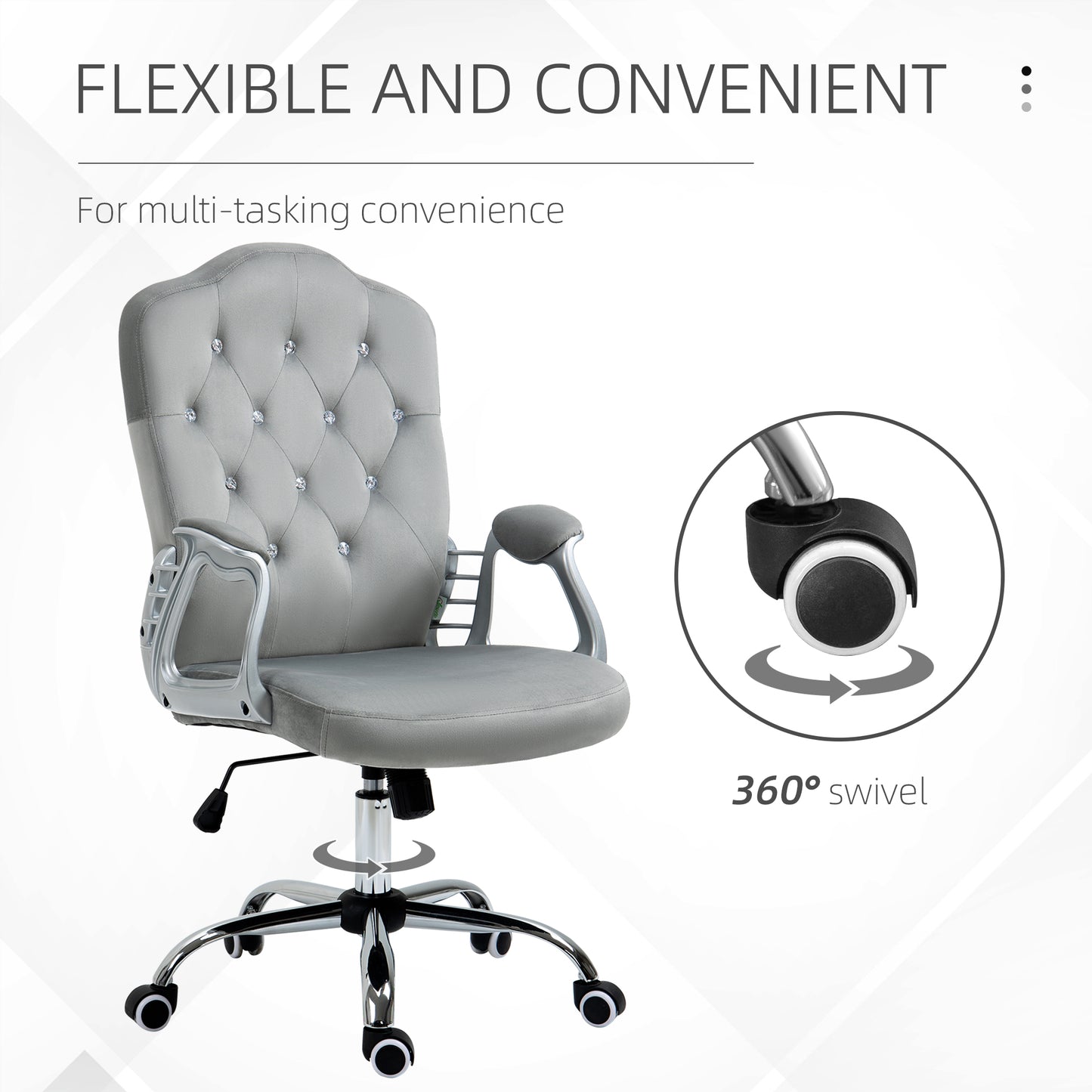 Chaise bureau velours style français boutons cristal
