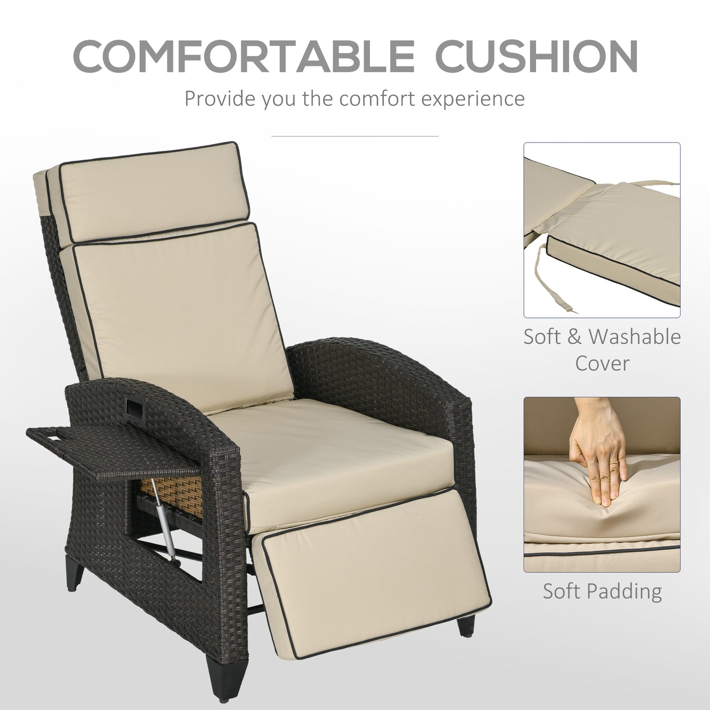 Chaise longue inclinable rotin avec dossier ajustable