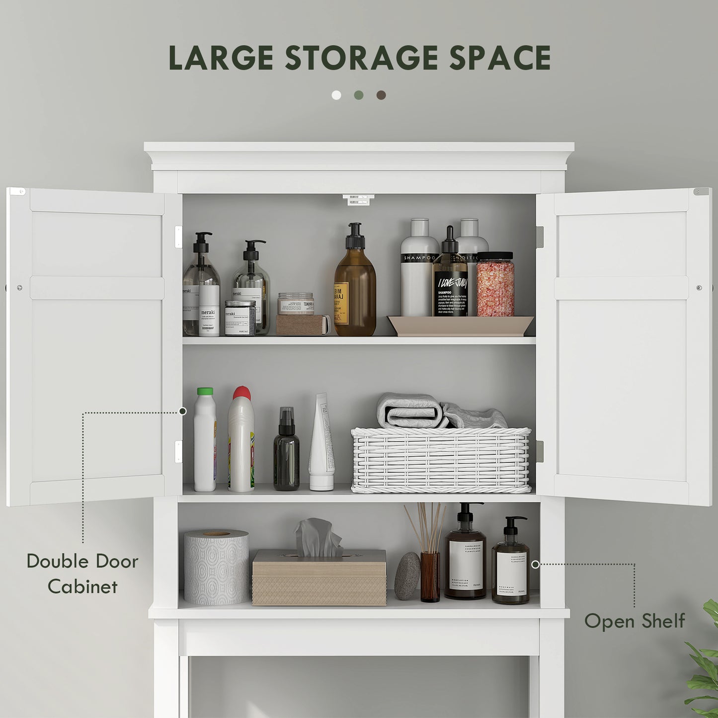 Armoire de salle de bain 3 niveaux au-dessus des toilettes