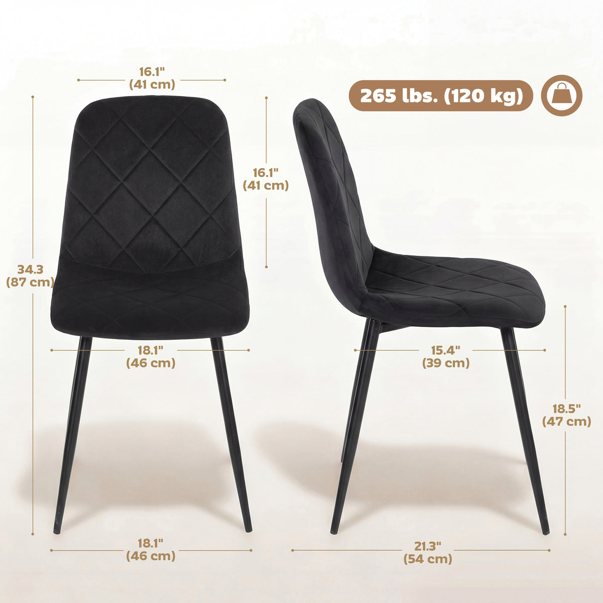 Chaises de salle à manger rembourrées ensemble de 4