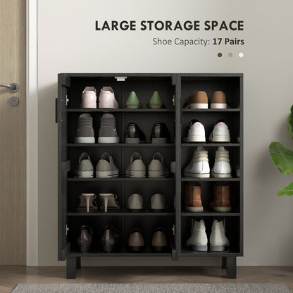 Meuble à chaussures 17 paires portes et tablettes ouvertes