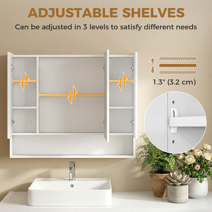 Armoire à pharmacie murale avec miroir triple et tablettes