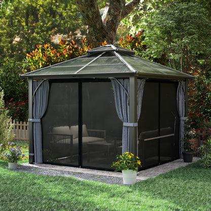 Gazebo toit rigide 10' x 10' polycarbonate double niveau