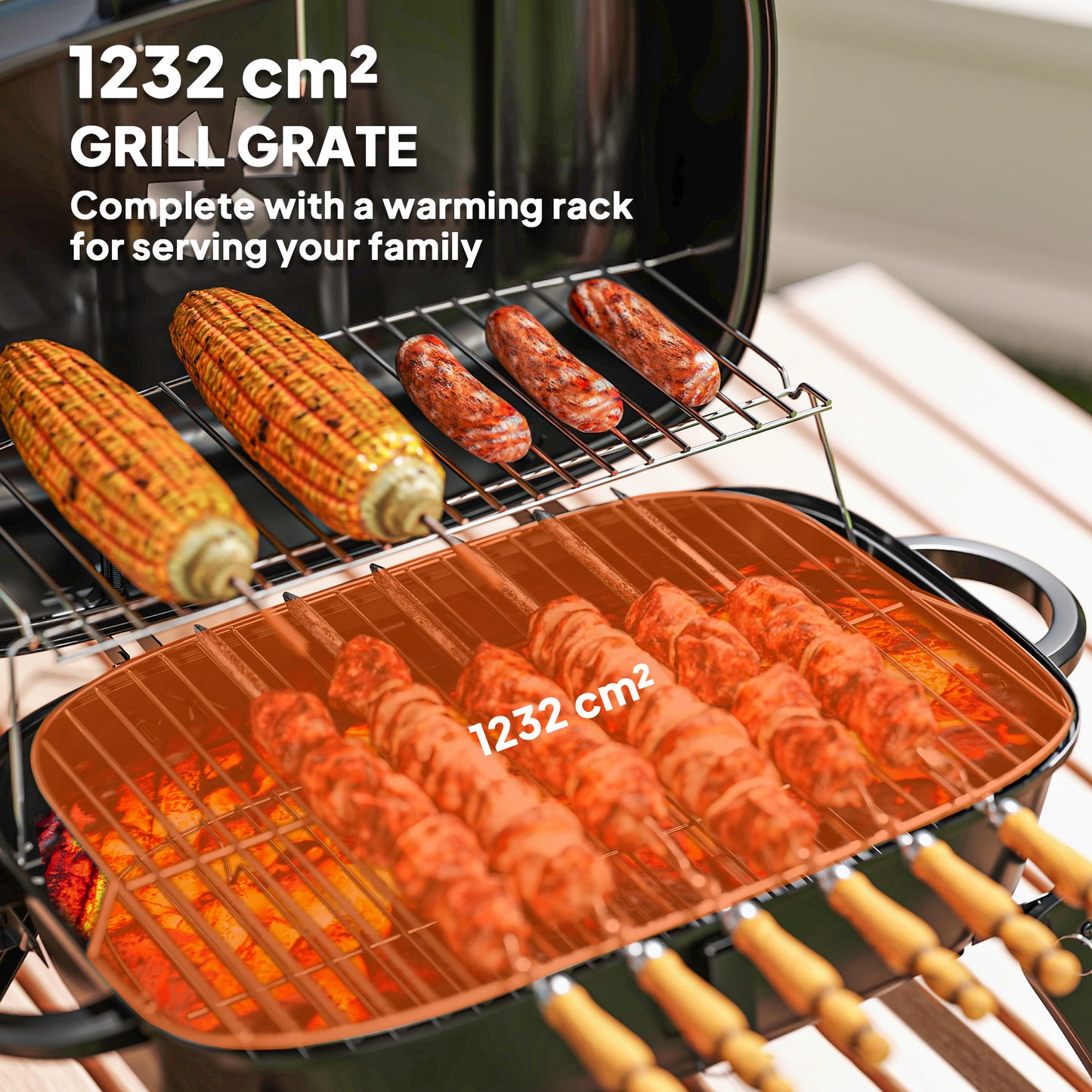 BBQ au charbon pliable avec grille de réchauffage