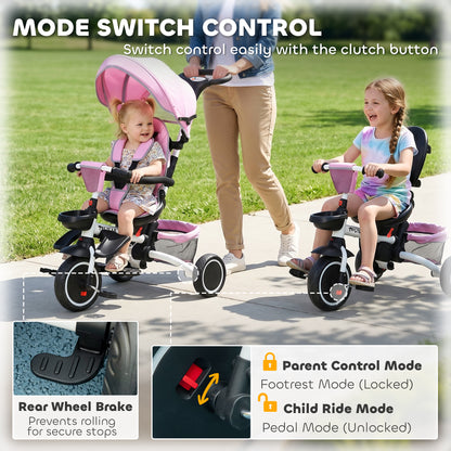 Tricycle évolutif 6-en-1 convertible poussette vélo enfant