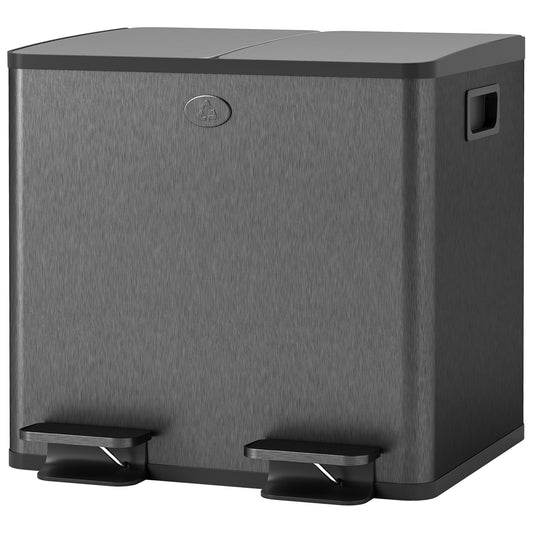 Poubelle double à pédale et fermeture en douceur 30 L