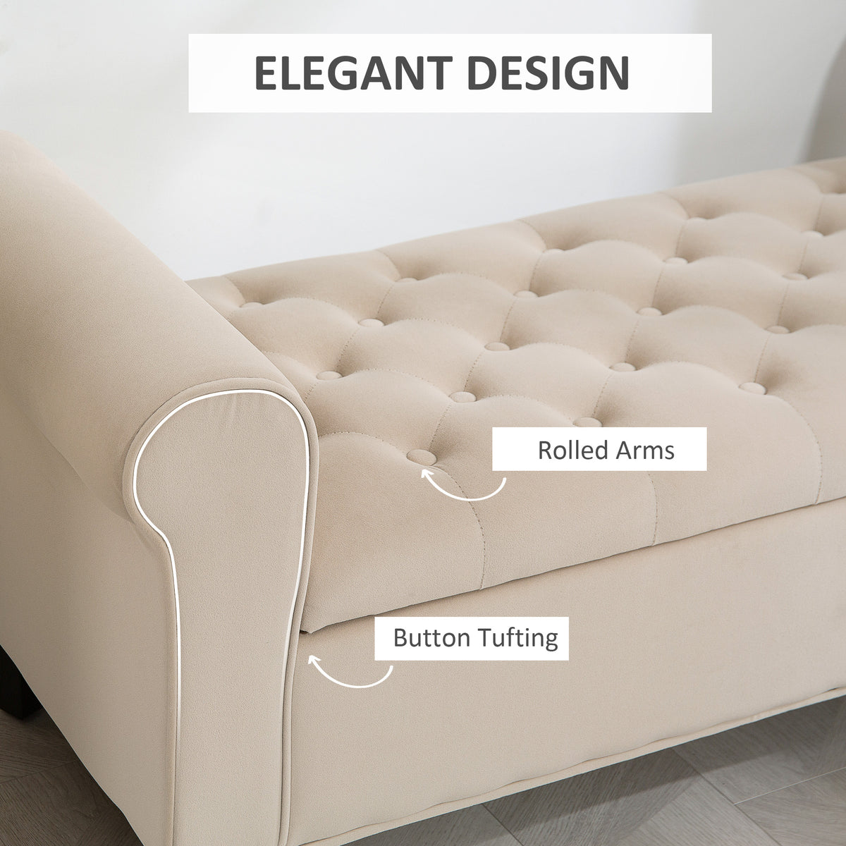 Banc de rangement capitonné avec accoudoirs