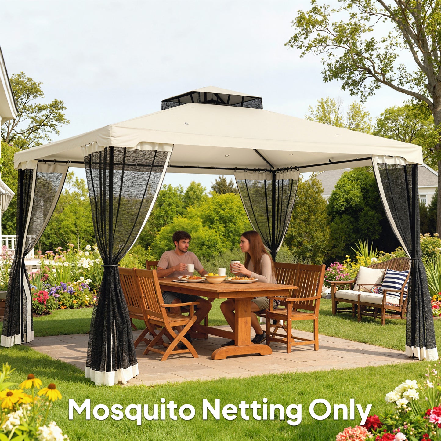 Moustiquaire de remplacement pour gazebo 3 x 3,6 m