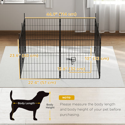 Parc pour chien 8 panneaux avec porte — acier