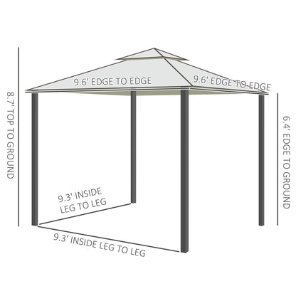 Gazebo patio toit double moustiquaire 2,9m x 2,9m