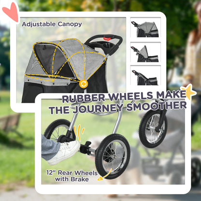 Poussette pour chiens 3 roues pliable avec auvent ajustable