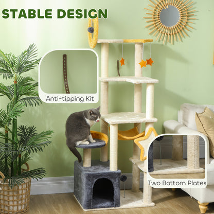 Arbre à chat thématique lune et étoiles multi-niveaux