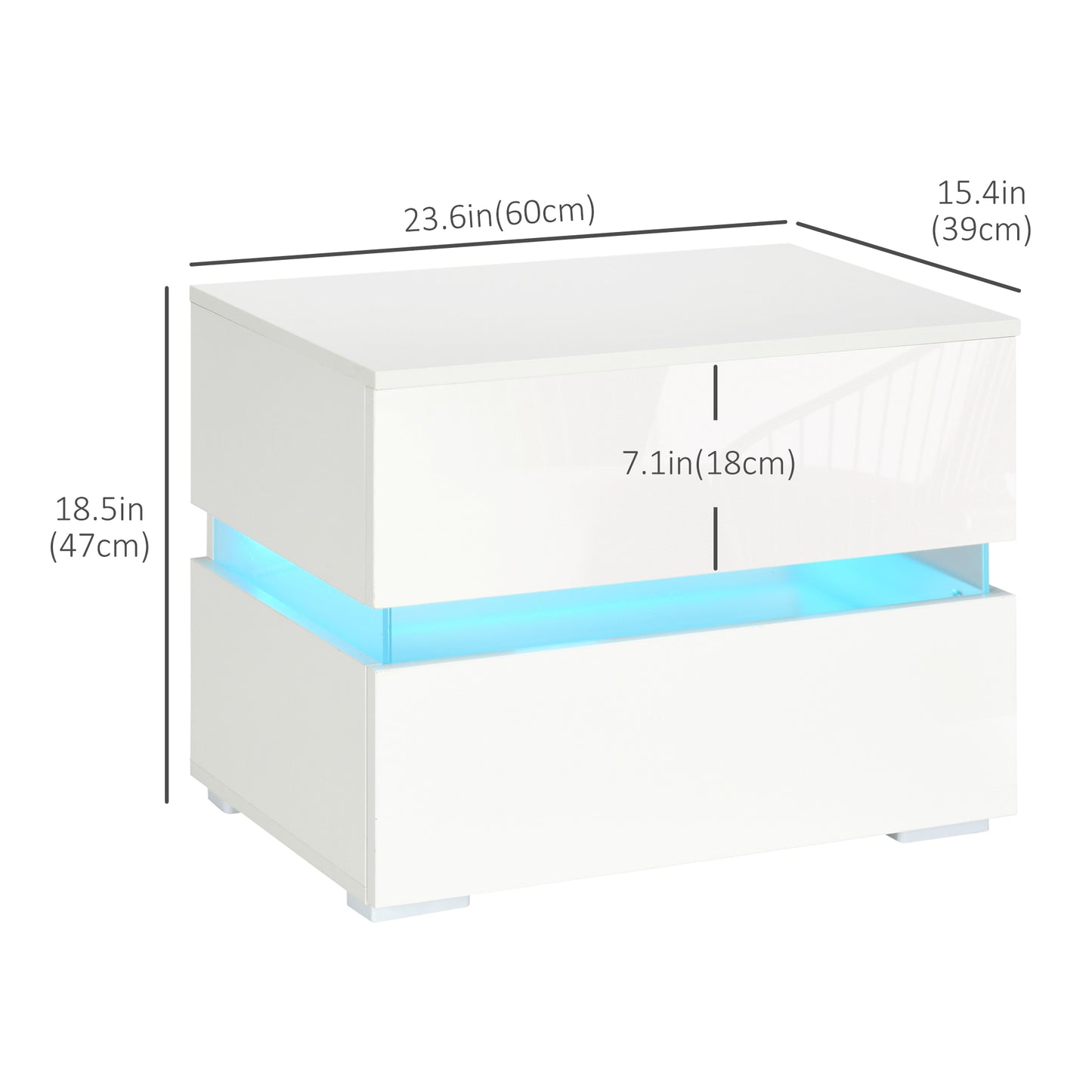 Table de chevet moderne avec éclairage LED RGB