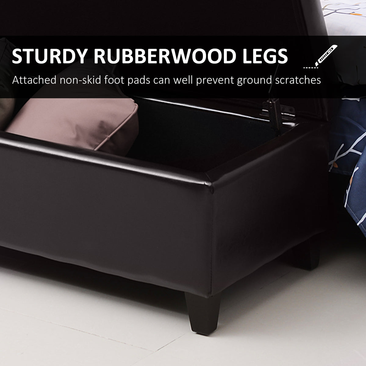 Banc ottoman de rangement en similicuir