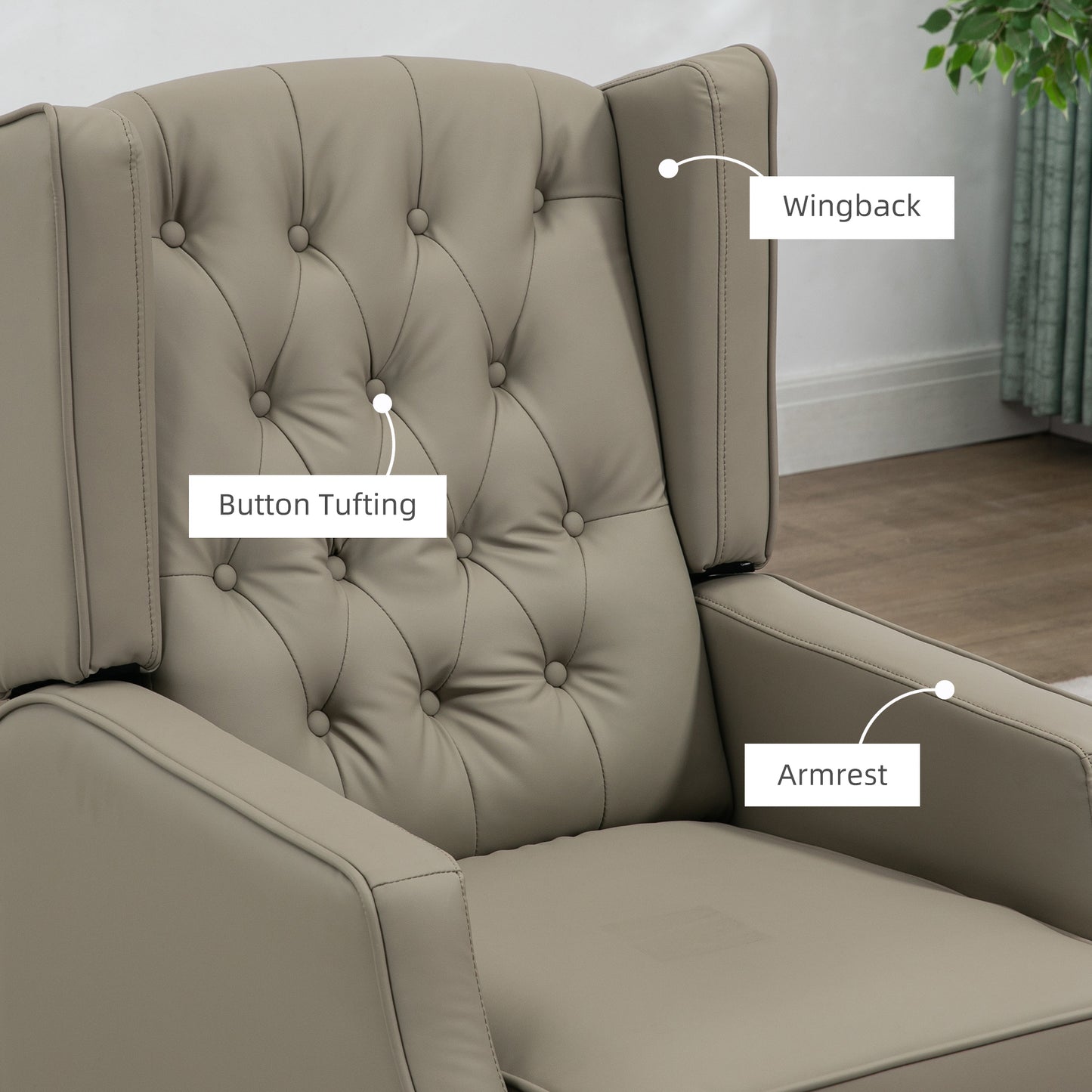 Fauteuil d'appoint cuir synthétique rembourrage épais — kaki