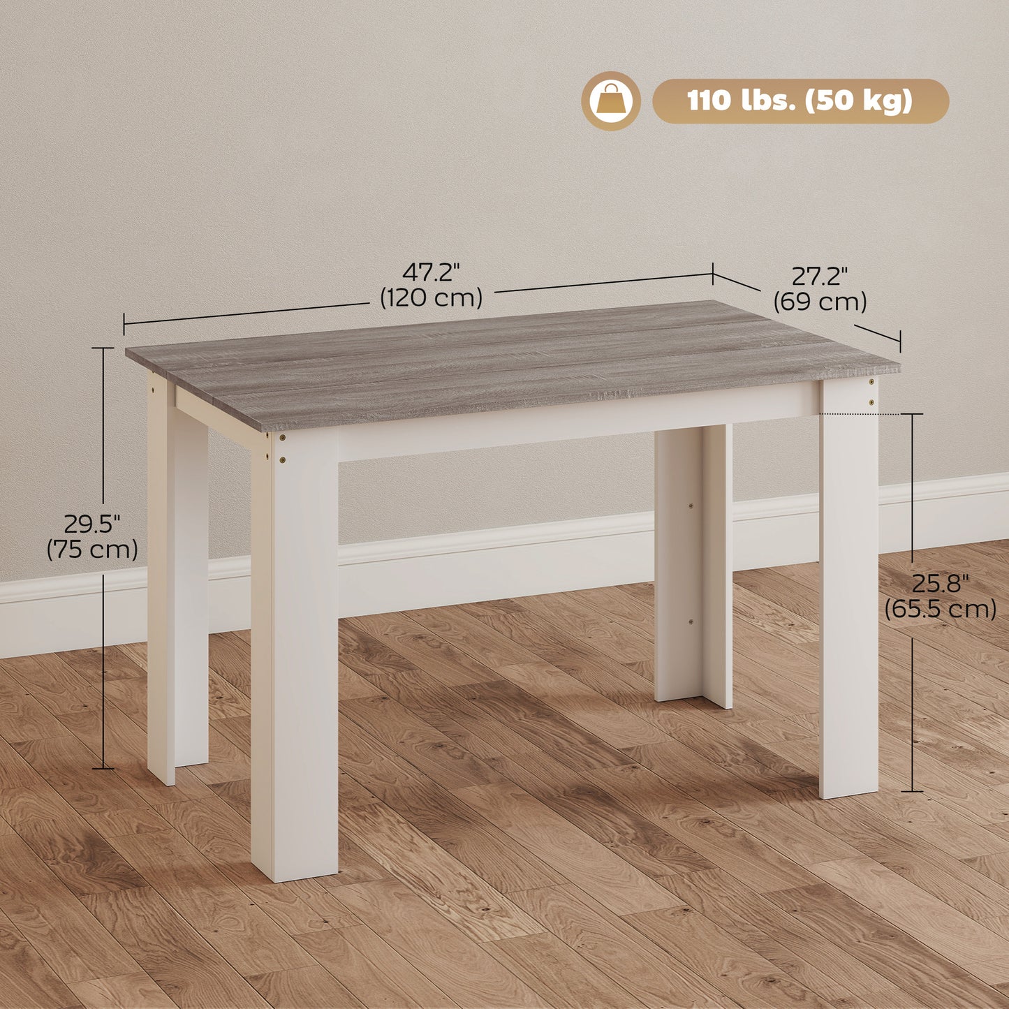 Table à manger 119 cm bois ingénierie 4-6 personnes