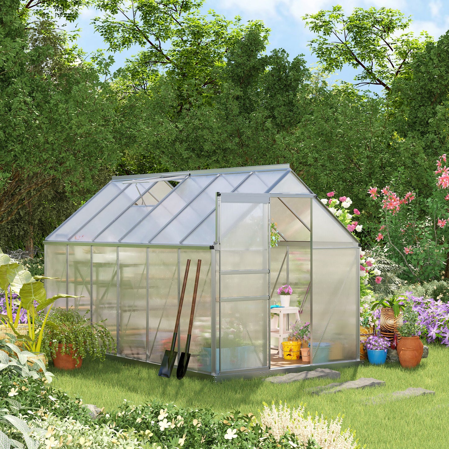Serre de jardin polycarbonate 183 x 366 x 198 cm