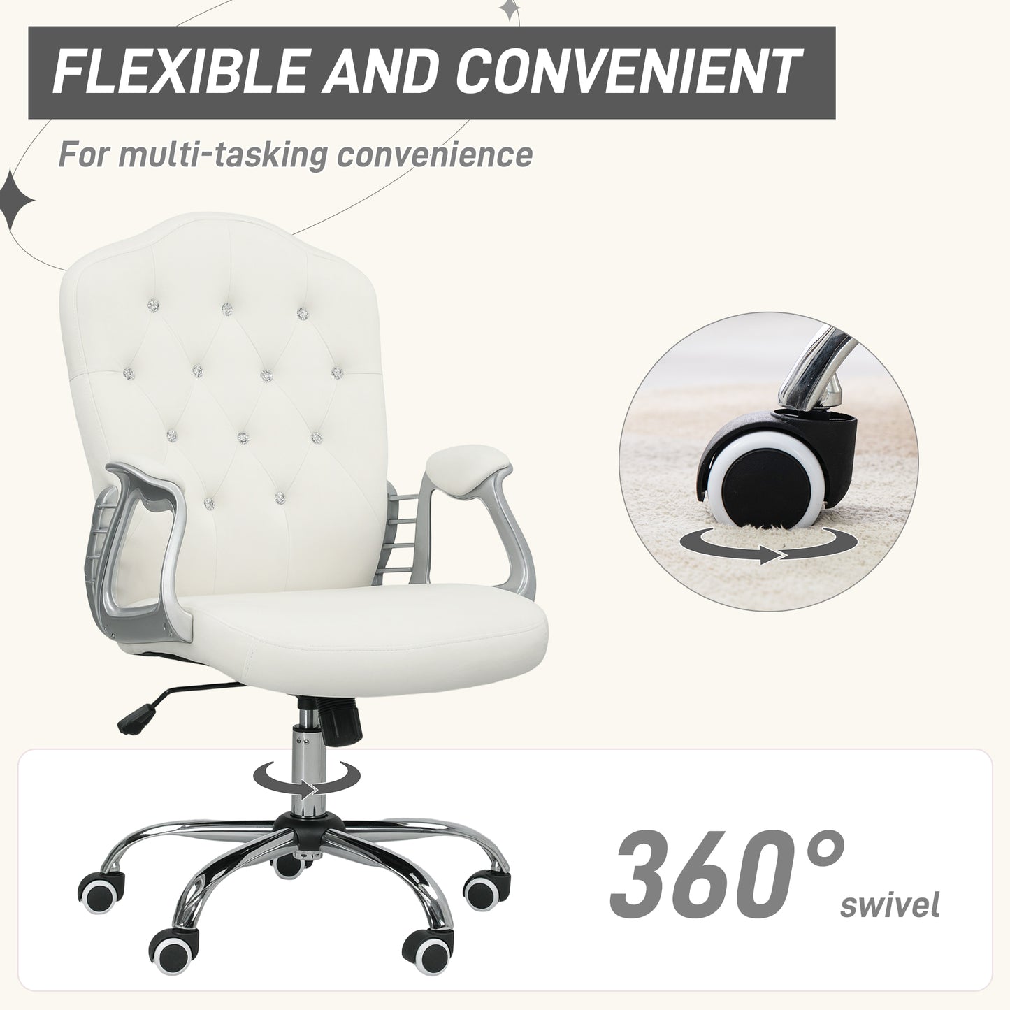 Chaise de bureau velours capitonnée réglable pivotante