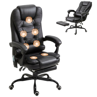 Chaise de bureau massante inclinable avec repose-pieds