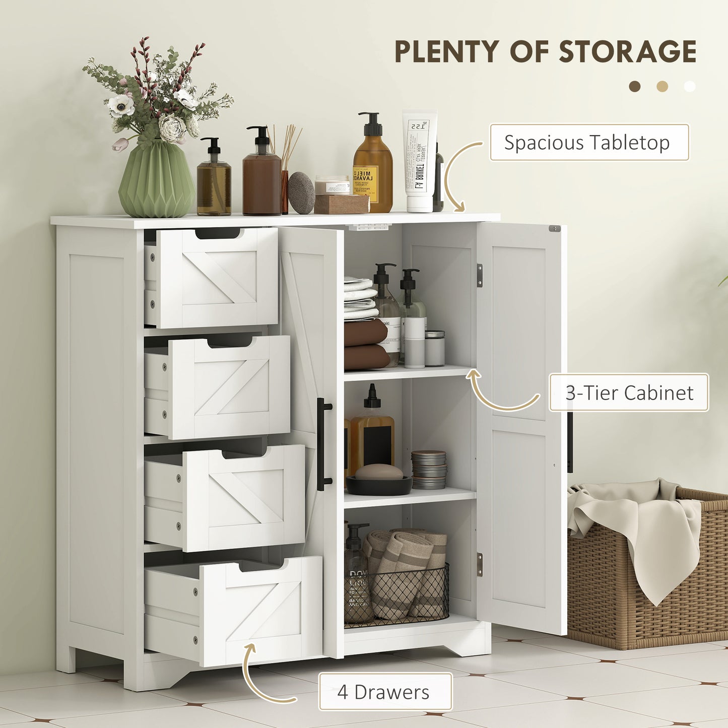 Armoire de salle de bain style fermette avec tiroirs