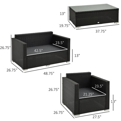 Ensemble sectionnelle patio 4 pièces rotin tressé