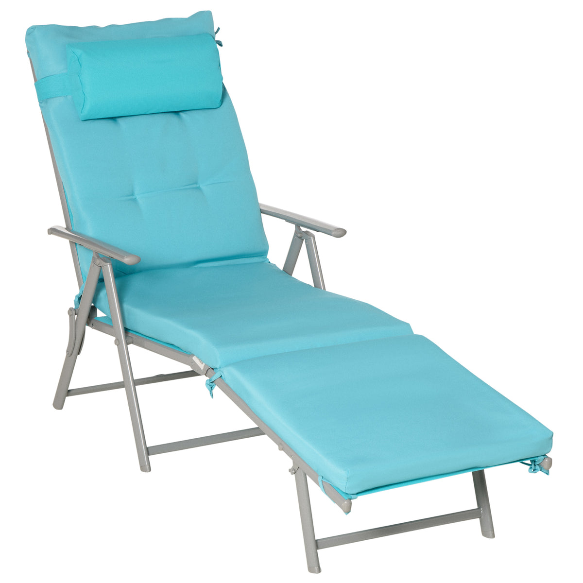Chaise longue pliante extérieure à 7 positions avec coussin