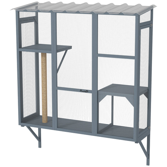 Catio en Bois Aosom - Enclos d'Extérieur pour Fenêtre avec Plateforme