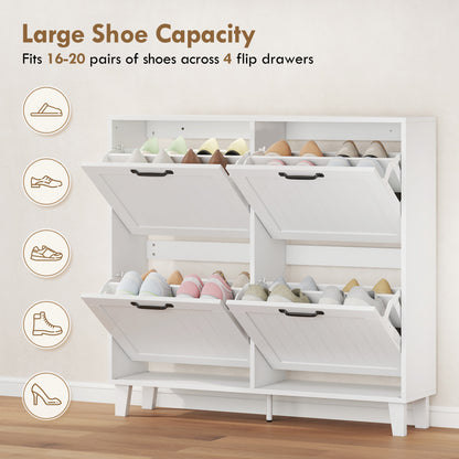 Armoire à chaussures 4 tiroirs rabattables, étagères ajustables