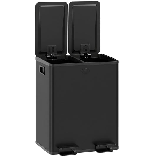Poubelle double à pédale fermeture douce 2x20L