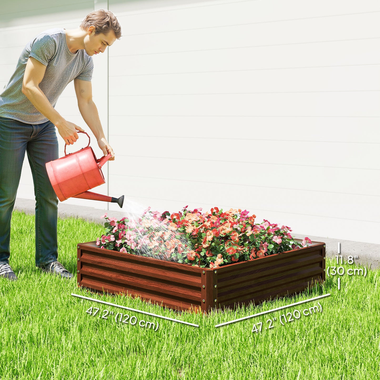 Jardinière surélevée acier galvanisé 120x120x30cm
