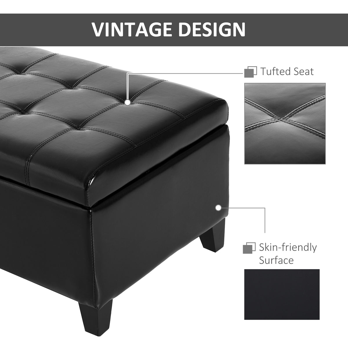 Banc ottoman de rangement en similicuir