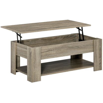 Table basse relevable avec rangement caché et tablette