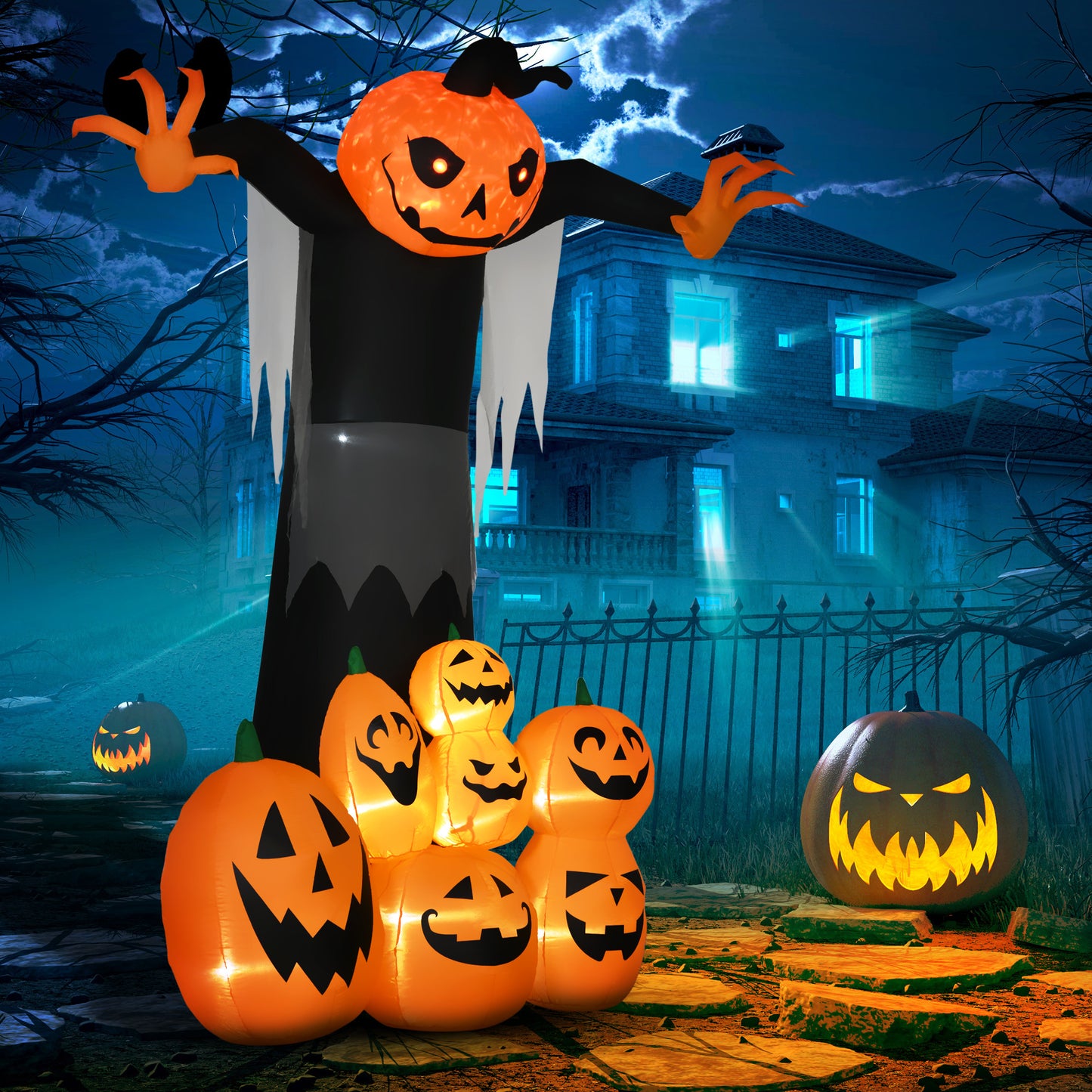 Décoration gonflable Halloween citrouille fantôme LED