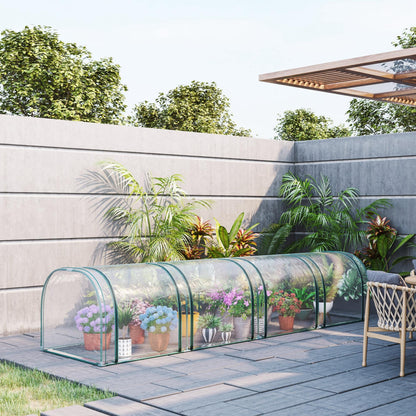 4m x 1m x 0.8m Portable Tunnel Greenhouse with 4 Zipper Doors