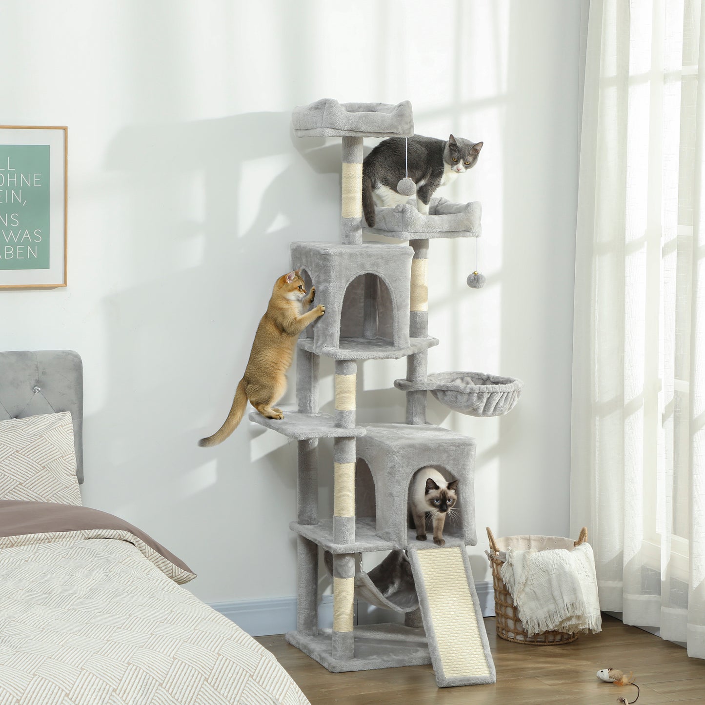 Arbre à chat multi-niveaux 177 cm avec condos et hamac