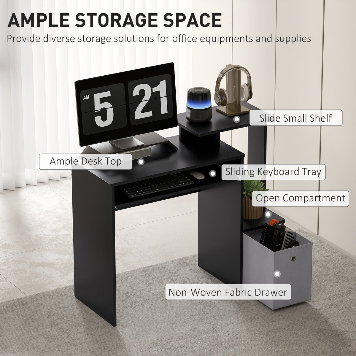 Bureau d'ordinateur avec tiroir et tablette pour clavier