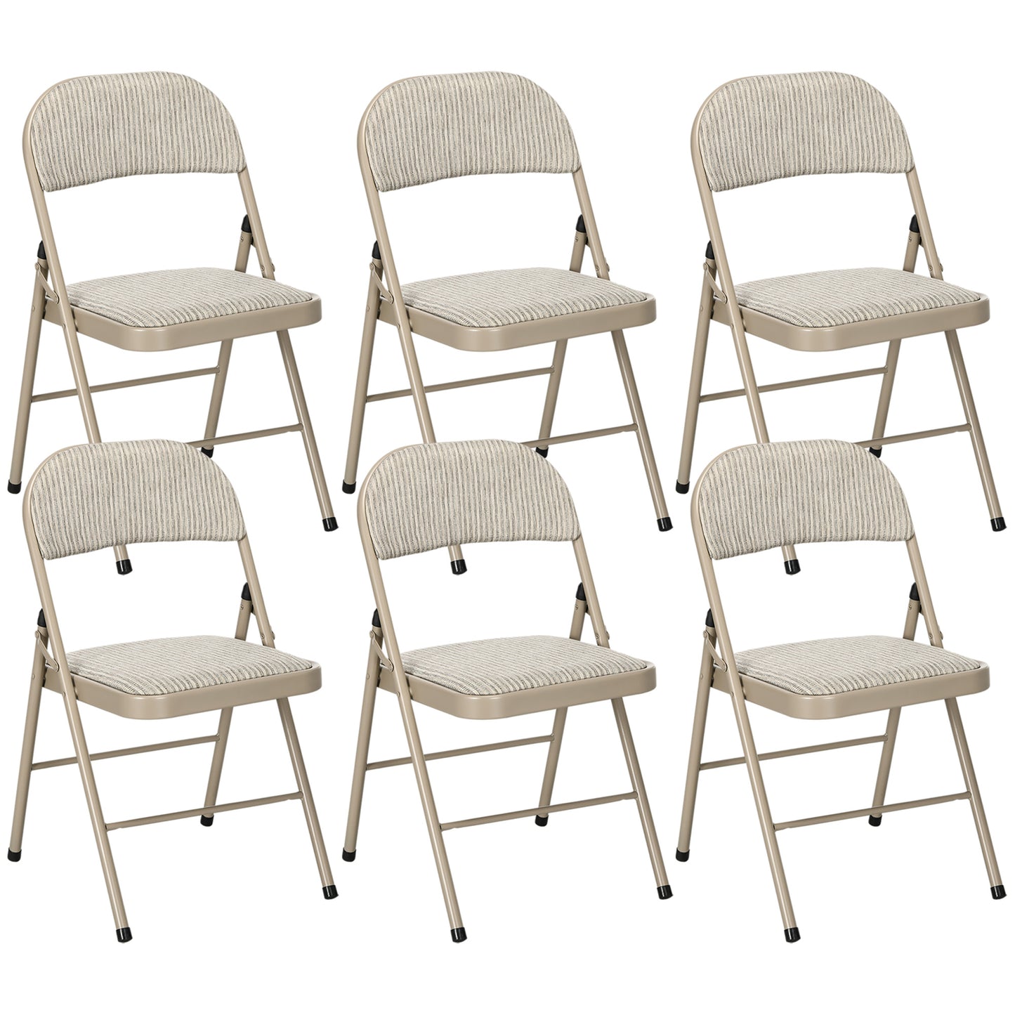 Chaises pliantes rembourrées en métal — ensemble de 6