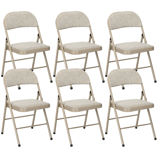 Chaises pliantes rembourrées en métal — ensemble de 6