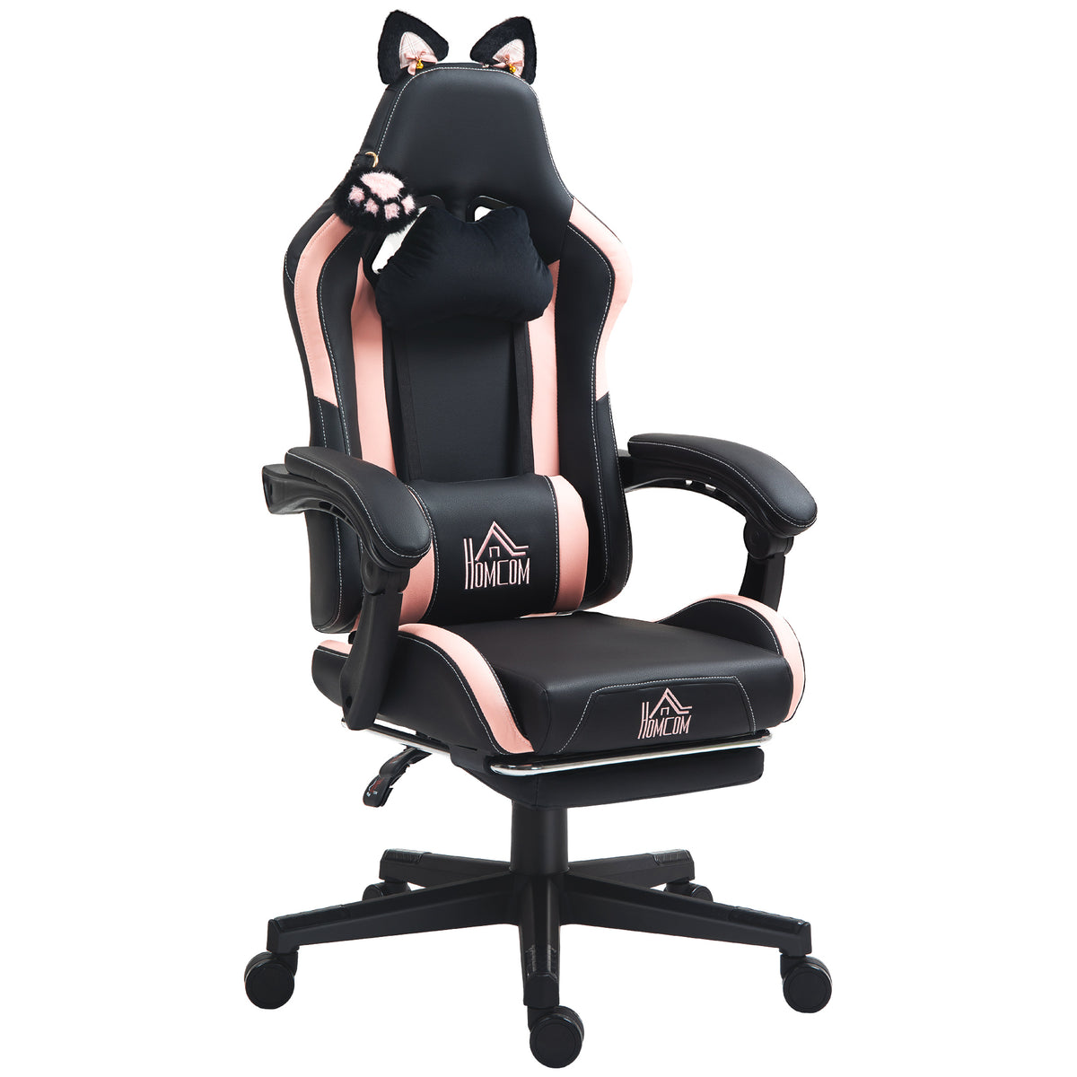 Chaise de joueur style chat avec repose-pieds