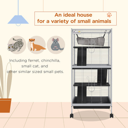 Cage à roulettes pour petits animaux 4 niveaux