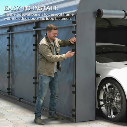 Ensemble de toiles latérales pour carport 3 x 4,6 m