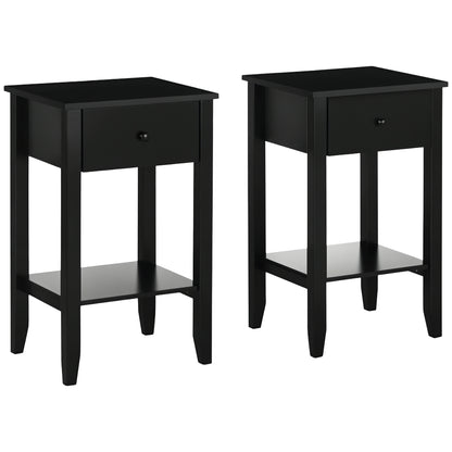 Tables de chevet 2 tiroirs et tablette inférieure — ensemble de 2