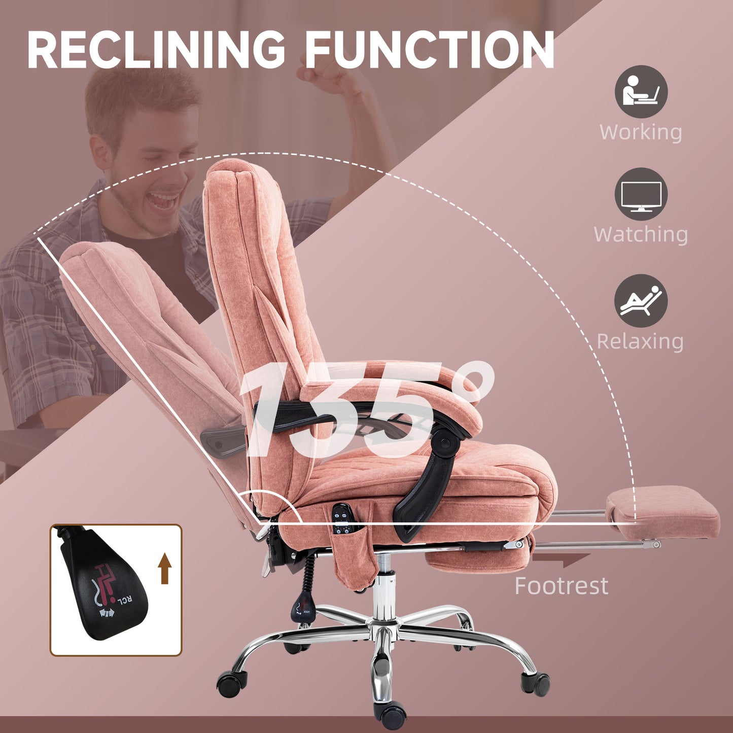 Chaise bureau massage inclinable avec repose-pieds ajustable