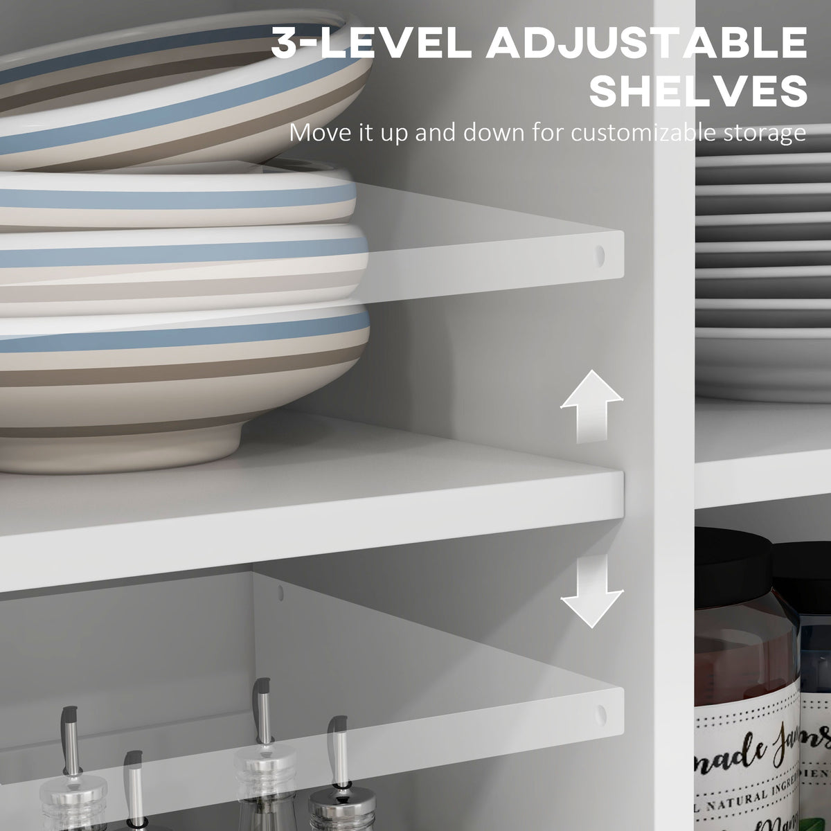 Îlot de cuisine roulant avec tablettes réglables