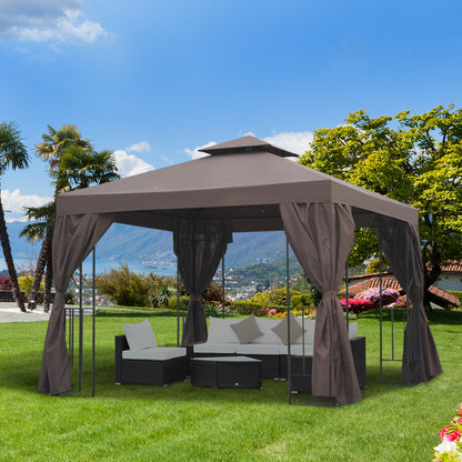 Gazebo de patio toit double 3 x 3 m